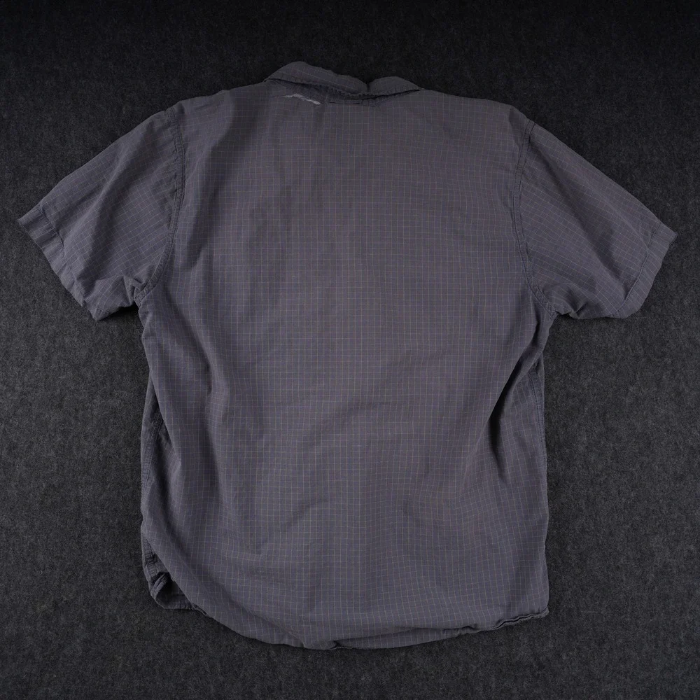 The North Face Button Down Shirt Mens XL Grey Fair Plaid Short Sleeve Ripstop